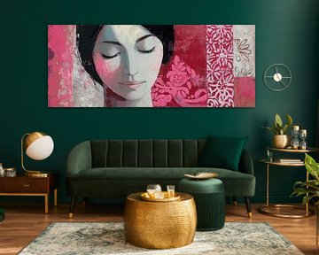 Gesloten Ogen | Roze Vrouw van Kunst Kriebels