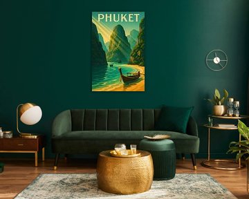 Phuket Serenity Bay - Art Deco Tropical Escape Poster