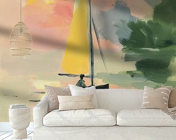 Zeilboot in de zonsondergang