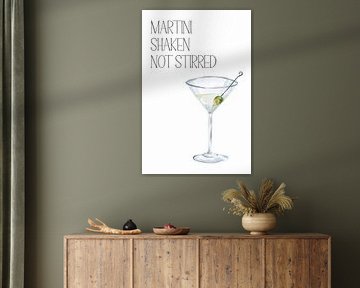 Martini Shaken Not Stirred Poster – Cocktail Illustration – Home Bar Decor – Classic Wall Art for Ba by Marian Nieuwenhuis