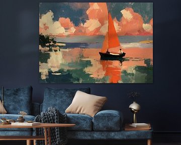 Zeilboot met oranje zeilen van Niklas Maximilian