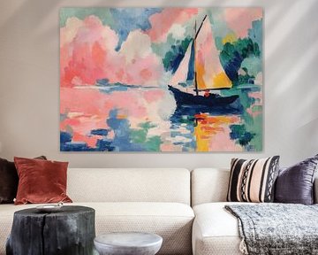 Zeilboot in de kleurrijke zee van Niklas Maximilian