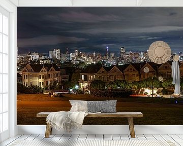 Skyline von San Francisco am Abend fotografiert.