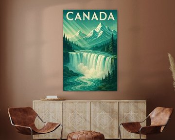 Kanada Art Deco Poster - Niagarafälle und Rocky Mountain Grandeur von Travel Shop