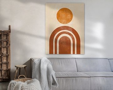 Oeuvre d'art abstraite soleil et arc rétro sur Imaginative