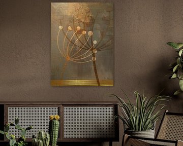 Japandi Art. Stilleven collage van Berenklauw in Goud van Studio Pieternel