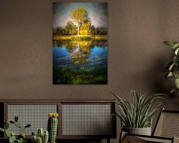 Reflectie van natuur in een meer