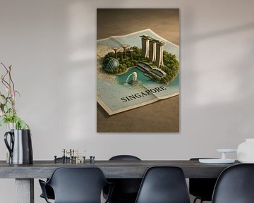 Singapore 3D Map Diorama – Marina Bay Sands and Gardens by the Bay by Travel Shop