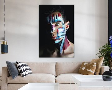 Abstracte portretfoto met expressieve verf van Iris Kelly Kuntkes