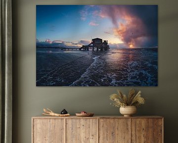 Avondsfeer aan de Noordzee - St. Peter-Ording van Florian Kunde