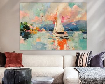Segelboot auf dem See – Impressionistische Kunst
