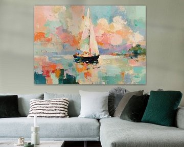 Segelboot auf dem Meer – Impressionistische Kunst