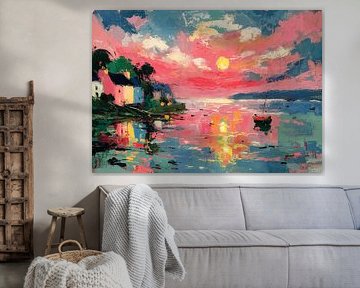 Farbiger Sonnenuntergang – Impressionistische Kunst von Niklas Maximilian