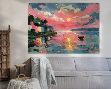 Farbiger Sonnenuntergang – Impressionistische Kunst