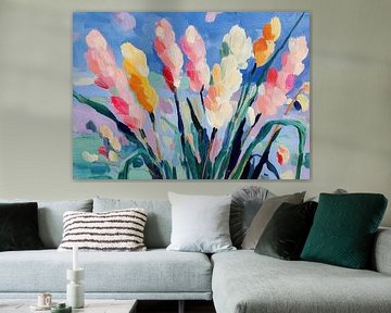 Bouquet of tulips - oil painting in Matisse style by Niklas Maximilian