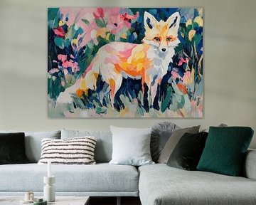 Fox in the flower meadow - Impressionist picture by Niklas Maximilian