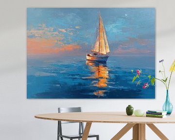 Sailboat at sunset - Impressionism by Niklas Maximilian