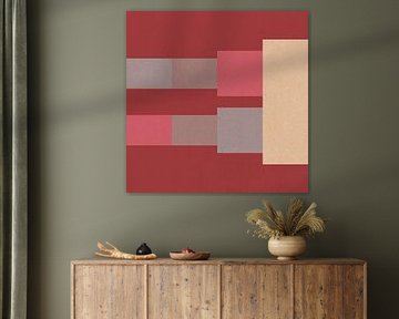 Abstract geometric art in warm terracotta, pink, gray and beige by Dina Dankers
