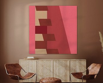 Abstract geometric art in pink terra, brown and beige by Dina Dankers