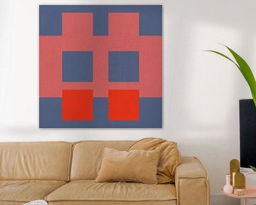 Abstrakte geometrische minimalistische Kunst in blau, rosa und neon orange
