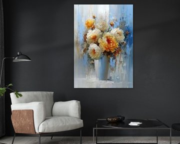 Blumen im Vase – Abstraktes Ölbild