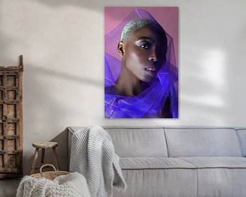 Portrait of a Woman with Purple Tulle and Pink Background by Iris Kelly Kuntkes