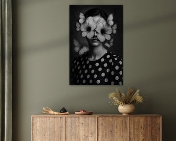 Flowers Woman | Silent Bloom Black and White by Marijke Trienekens