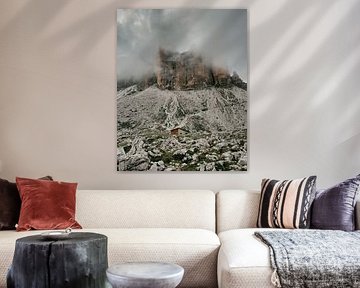 Lavaredo mountain hut in front of the Three Peaks in South Tyrol by Fabian Krebs