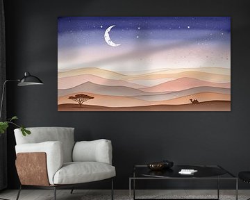 Desert Night Under Crescent Moon by taufid hidayat