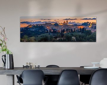 Panorama and sunset of Urbino, Italy