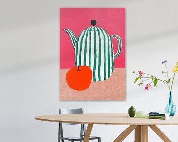 Gestreifte Teekanne mit Apfel von Niklas Maximilian