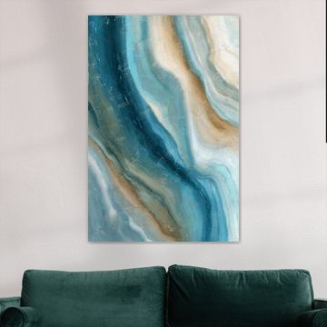 Abstract Flow Aqua Drift I | Abstract work in turquoise and sand tones