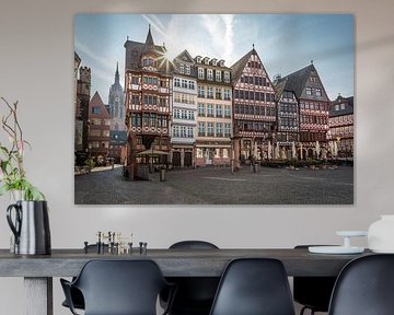 Frankfurt - Römerberg met historische vakwerkhuizen en keizerlijke kathedraal van Christian Müringer