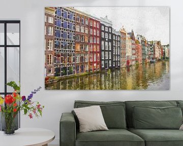 Huizen  aan de gracht in Amsterdam van Patricia Hofmeester