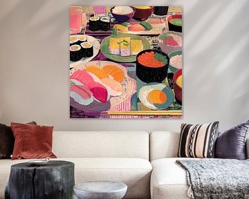 Sushi still life in catroon style by Vlindertuin-Art