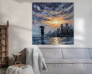 adieu dans le crépuscule et la pluie