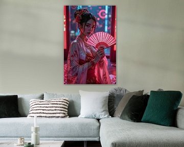 NEON GEISHA: The Mysterious Enchantress of the Cyberpunk City by INFERAURUM