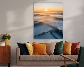 Curtain of fog over winter expanses