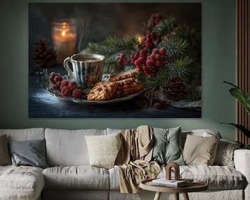 Café et biscuits - Nature morte hivernale nostalgique