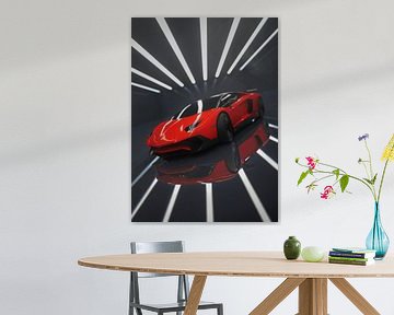 Red Aventador Reflection by John Dan