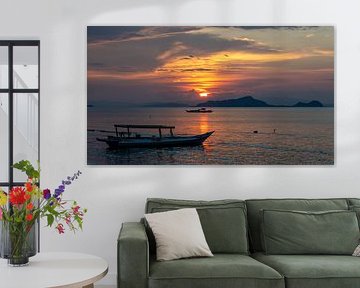 Coucher de soleil sur la plage sur Bettina Schnittert