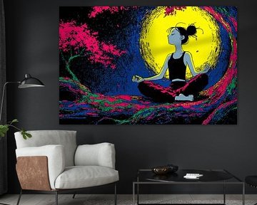 Femme en méditation | Méditation sur la lune sur OMG Art
