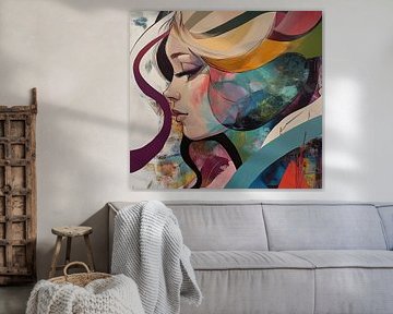 Colourful Female Portrait in Abstract Style by Art Whims