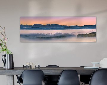 Panoramic sunrise in the Allgäu, Bavaria, Germany