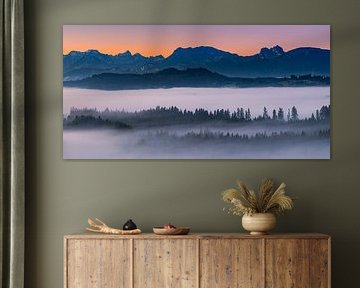 Panoramic sunrise in the Allgäu, Bavaria, Germany