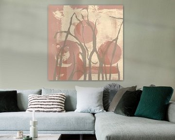 Modern botanical art. Grasses in taupe, pink terra and light cream. by Abstract Minimalist Art