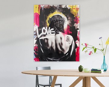 Jesus love me painting sur John AZOK