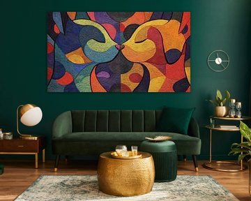 Abstract kissing cats panorama by TheXclusive Art