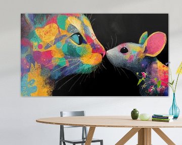 Abstract mouse and cat love panorama by TheXclusive Art