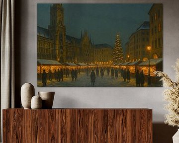 Munich Marienplatz Christmas Market at Dusk